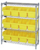 WR4-39-1236-807YL Bin Wire Shelving Center, 12"D x 36"W x 39"H, 800 lbs capacity per shelf, includes: (4) shelves and (12) QSB807 yellow bins, chrome plated finish, shipped KD