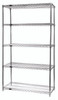WR54-2172C-5 Wire Shelving Starter Kit, 72"W x 21"D x 54"H, 600 - 800 lb. capacity, includes (5) wire shelves and (4) posts, chrome plated finish, NSF, shipped KD