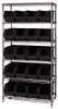 WR6-265BK Chrome Wire Shelving Unit 18"D x 36"W x 74"with 20 Bins