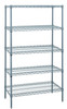 WR74-1442GY-5 Wire Shelving Starter Kit, 42"W x 14"D x 74"H, 600 - 800 lb. capacity, includes (5) wire shelves and (4) posts, gray epoxy antimicrobial finish, NSF, shipped KD