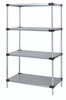 WR74-1830SG Solid Shelving Starter Kit, 30"W x 18"D x 74"H, 300 - 600 lb. capacity, includes (4) solid shelves and (4) posts, galvanized steel, NSF, shipped KD
