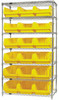 WR7-532YL Bin Wire Shelving System, 42"W x 18"D x 74"H, 800 lbs load capacity per shelf, includes: (7) shelves and (18) QMS532 yellow bins, chrome plated finish, shipped KD