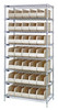 WR8-441IV Bin Wire Shelving System, 36"W x 14"D x 74"H, 800 lbs load capacity per shelf, includes: (8) shelves and (35) SSB441 ivory bins, chrome plated finish, shipped KD