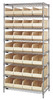 WR8-443IV Bin Wire Shelving System, 36"W x 14"D x 74"H, 800 lbs load capacity per shelf, includes: (8) shelves and (28) SSB443 ivory bins, chrome plated finish, shipped KD