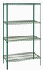 WR86-2142P Wire Shelving Starter Kit, 42"W x 21"D x 86"H, 600 - 800 lb. capacity, includes (4) wire shelves and (4) posts, green epoxy antimicrobial finish, NSF, shipped KD