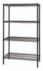 WR86-3072BK Wire Shelving Starter Kit, 72"W x 30"D x 86"H, 600 - 800 lb. capacity, includes (4) wire shelves and (4) posts, black epoxy antimicrobial finish, NSF, shipped KD