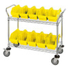 WRC2-1836-1867YL Utility Cart, 36"W x 18"D x 37-1/2"H, includes: (2) wire shelves, (10) 18-1/2"W x 6-5/8"D x 7"H (QP1867) yellow bins and (2) swivel casters, (2) with brake, chrome plated finish, shipped KD