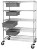 WRC5-63-2448-92060GY Bin Cart System, 48"W x 24"D x 69"H, 1200 lb. load capacity, (4) modular drawers with dividable grid gray container included (DG92060), chrome plated finish, shipped KD