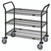 WRC-2448BK-3 Utility Cart, 48"W x 24"D x 37-1/2"H, (3) wire shelves, 1200 lb. capacity, (2) "U" shaped handles, open base, donut bumpers, (4) 5" polyurethane swivel casters (2 with brakes), black epoxy antimicrobial finish, NSF