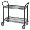 WRC-1842BK-2 Utility Cart, 42"W x 18"D x 37-1/2"H, (2) wire shelves, 1200 lb. capacity, (2) "U" shaped handles, open base, donut bumpers, (4) 5" polyurethane swivel casters (2 with brakes), black epoxy antimicrobial finish, NSF
