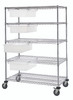 WRC5-63-2448-93060CL Bin Cart System, 48"W x 24"D x 69"H, 1200 lb. load capacity, (4) modular drawers with dividable grid clear container included (DG93060), chrome plated finish, shipped KD