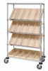 WRCSL5-63-1836-104IV Slanted Shelf Cart, 36"W x 18"D x 69"H, 1200 lbs load capacity, includes: (2) flat and (3) slanted shelves, and (20) QSB104 ivory bins, chrome plated finish, shipped KD