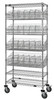 WRC74-1836-4BSKDLH Post Basket Cart, 36"W x 18"D x 80"H, 1200 lbs load capacity, includes: (3) wire shelves, (4) baskets, (20) dividers and (6) label holders, chrome plated finish, shipped KD