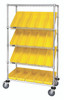 WRCSL5-63-1836-104YL Slanted Shelf Cart, 36"W x 18"D x 69"H, 1200 lbs load capacity, includes: (2) flat and (3) slanted shelves, and (20) QSB104 yellow bins, chrome plated finish, shipped KD