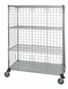 WRCS4-74-2448EP Wire Enclosed Cart, mobile, 48"W x 24"D x 80"H, 1200 lb. capacity, includes: (3) wire shelves, (1) solid galvanized steel shelf, (4) 74"H post, (4) enclosure panels, (4) donut bumpers, (4) 5" thermoplastic resin casters