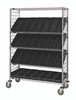 WRCSL5-63-1836EP-104BK Slanted Shelf Enclosure Cart, 36"W x 18"D x 69"H, 1200 lbs load capacity, includes: (2) flat and (3) slanted shelves, (20) QSB104 black bins and side enclosure panels, chrome plated finish, shipped KD