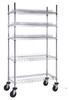 WRC-R264C Reel Shelving Cart, 36"W x 18"D x 69"H, includes: (2) 15-reel and (3) 78-reel wire shelves, (4) conductive casters and drag chain, chrome plated finish