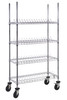WRC-R60C Reel Shelving Cart, 36"W x 18"D x 69"H, includes: (4) 15-reel wire shelves, (4) conductive casters and drag chain, chrome plated finish