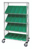 WRCSL5-63-2436EP-106GN Slanted Shelf Enclosure Cart, 36"W x 24"D x 69"H, 1200 lbs load capacity, includes: (2) flat and (3) slanted shelves, (20) QSB106 green bins and side enclosure panels, chrome plated finish, shipped KD