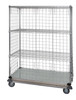 WRDBS4-74-2448EP Wire Enclosed Cart, mobile, 48"W x 24"D x 80"H, 1200 lb. capacity, includes: (3) wire shelves, (1) solid galvanized steel shelf, (4) 74"H post, (4) enclosure panels, (1) dolly base, (4) plate thermoplastic resin casters (2 rigid