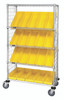 WRCSL5-63-1836EP-104YL Slanted Shelf Enclosure Cart, 36"W x 18"D x 69"H, 1200 lbs load capacity, includes: (2) flat and (3) slanted shelves, (20) QSB104 yellow bins and side enclosure panels, chrome plated finish, shipped KD