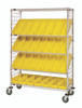 WRCSL5-63-1848EP-104YL Slanted Shelf Enclosure Cart, 48"W x 18"D x 69"H, 1200 lbs load capacity, includes: (2) flat and (3) slanted shelves, (28) QSB104 yellow bins and side enclosure panels, chrome plated finish, shipped KD