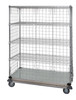 WRDBS4-74-2460EP-5 Wire Enclosed Cart, mobile, 60"W x 24"D x 80"H, 1200 lb. capacity, includes: (4) wire shelves, (1) solid galvanized steel shelf, (4) 74"H post, (4) enclosure panels, (1) dolly base, (4) plate thermoplastic resin casters (2 rigid