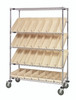 WRCSL5-63-1848-104IV Slanted Shelf Cart, 48"W x 18"D x 69"H, 1200 lbs load capacity, includes: (2) flat and (3) slanted shelves, and (28) QSB104 ivory bins, chrome plated finish, shipped KD
