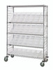 WRCSL5-63-2448EP-106CL Slanted Shelf Enclosure Cart, 48"W x 24"D x 69"H, 1200 lbs load capacity, includes: (2) flat and (3) slanted shelves, (28) QSB106 clear bins and side enclosure panels, chrome plated finish, shipped KD