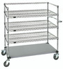 WRSC4-54-2448FS Utility Cart, 3-sided frame, 48"W x 24"D x 60"H, (3) wire shelves, (1) solid shelf, 1200 lb. capacity, (1) "U" shaped handle, open base, (4) 5" polyurethane swivel casters (2 with brakes), 304 stainless steel, NSF