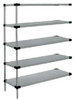 WRSAD5-74-1436SS Solid Shelving Add-On Kit, 36"W x 14"D x 74"H, 300 - 600 lb. capacity, includes (5) solid shelves, (4) posts and (10) S-Hooks, 304 stainless steel, NSF, shipped KD
