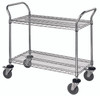 WRSC-1842-2 Utility Cart, 42"W x 18"D x 37-1/2"H, (2) wire shelves, 1200 lb. capacity, (2) "U" shaped handles, open base, donut bumpers, (4) 5" polyurethane swivel casters (2 with brakes), 304 stainless steel, NSF