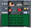 QSC-4804GN Heavy-Duty 48" Bin Cabinet, 48"W x 24"D x 78"H, 400 lb. capacity per interior and 60 lb. per door shelf, 14 gauge all welded construction, includes: (2) adjustable interior and 60 lb.