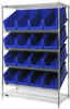 WRSL6-74-2448-953 Slanted Wire Shelving Unit 24"D x 48"W x 74"with 16 QUS953 Bins