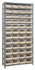 1275-107IV Shelving Unit, 12"D x 36"L x 75"H, heavy duty, 400 lb. load capacity per shelf, includes: (13) shelves, (48) 11-5/8"L x 8-3/8"W x 4"H (QSB107) ivory black bins, uprights and cross bars, galvanized steel finish