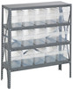 1239-SB802CL Shelving Unit, 12"D x 36"L x 39"H, heavy duty, 400 lb. load capacity per shelf, includes: (4) shelves, (15) 11-5/8"L x 6-5/8"W x 8"H (QSB802) clear black bins, uprights and cross bars, galvanized steel finish