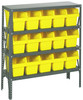 1239-SB802YL Shelving Unit, 12"D x 36"L x 39"H, heavy duty, 400 lb. load capacity per shelf, includes: (4) shelves, (15) 11-5/8"L x 6-5/8"W x 8"H (QSB802) yellow black bins, uprights and cross bars, galvanized steel finish