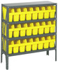 1839-SB803YL Shelving Unit, 18"D x 36"L x 39"H, heavy duty, 400 lb. load capacity per shelf, includes: (4) shelves, (24) 17-7/8"L x 4-3/8"W x 8"H (QSB803) yellow black bins, uprights and cross bars, galvanized steel finish
