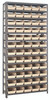 1275-102IV Shelving Unit, 12"D x 36"L x 75"H, heavy duty, 400 lb. load capacity per shelf, includes: (13) shelves, (60) 11-5/8"L x 6-5/8"W x 4"H (QSB102) ivory black bins, uprights and cross bars, galvanized steel finish