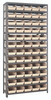 1875-104IV Shelving Unit, 18"D x 36"L x 75"H, heavy duty, 400 lb. load capacity per shelf, includes: (13) shelves, (60) 17-7/8"L x 6-5/8"W x 4"H (QSB104) ivory black bins, uprights and cross bars, galvanized steel finish
