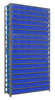 1275-401BL Shelving Unit, 12"D x 36"L x 75"H, heavy duty, 400 lb. load capacity per shelf, includes: (19) shelves, (27) 11-5/8"L x 5-9/16"W x 2-1/8"H (QED401) blue black bins, uprights and cross bars, galvanized steel finish