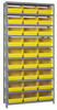1875-210YL Shelving Unit, 18"D x 36"L x 75"H, heavy duty, 400 lb. load capacity per shelf, includes: (13) shelves, (27) 17-7/8"L x 11-1/8"W x 4"H (QSB210) yellow black bins, uprights and cross bars, galvanized steel finish