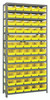 1875-104YL Shelving Unit, 18"D x 36"L x 75"H, heavy duty, 400 lb. load capacity per shelf, includes: (13) shelves, (60) 17-7/8"L x 6-5/8"W x 4"H (QSB104) yellow black bins, uprights and cross bars, galvanized steel finish