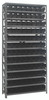 1275-101BK Shelving Unit, 12"D x 36"L x 75"H, heavy duty, 400 lb. load capacity per shelf, includes: (13) shelves, (96) 11-5/8"L x 4-1/8"W x 4"H (QSB101) black black bins, uprights and cross bars, galvanized steel finish