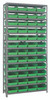 1875-108GN Shelving Unit, 18"D x 36"L x 75"H, heavy duty, 400 lb. load capacity per shelf, includes: (13) shelves, (48) 17-7/8"L x 8-3/8"W x 4"H (QSB108) green black bins, uprights and cross bars, galvanized steel finish