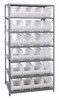 2475-951CL Shelving Unit, 24"D x 36"L x 75"H, heavy duty, 400 lb. load capacity per shelf, includes: (8) shelves, (24) 23-7/8"L x 8-1/4"W x 9"H (QUS951) clear black bins, uprights and cross bars, galvanized steel finish