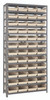 1875-108IV Shelving Unit, 18"D x 36"L x 75"H, heavy duty, 400 lb. load capacity per shelf, includes: (13) shelves, (48) 17-7/8"L x 8-3/8"W x 4"H (QSB108) ivory black bins, uprights and cross bars, galvanized steel finish