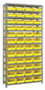 1875-108YL Shelving Unit, 18"D x 36"L x 75"H, heavy duty, 400 lb. load capacity per shelf, includes: (13) shelves, (48) 17-7/8"L x 8-3/8"W x 4"H (QSB108) yellow black bins, uprights and cross bars, galvanized steel finish