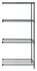AD54-2124P Wire Shelving Add-On Kit, 24"W x 21"D x 54"H, 600 - 800 lb. capacity, includes (4) wire shelves, (2) posts and (8) S-Hooks, green epoxy antimicrobial finish, NSF, shipped KD