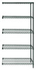 AD63-3648P-5 Wire Shelving Add-On Kit, 48"W x 36"D x 63"H, 600 - 800 lb. capacity, includes (5) wire shelves, (2) posts and (10) S-Hooks, green epoxy antimicrobial finish, NSF, shipped KD